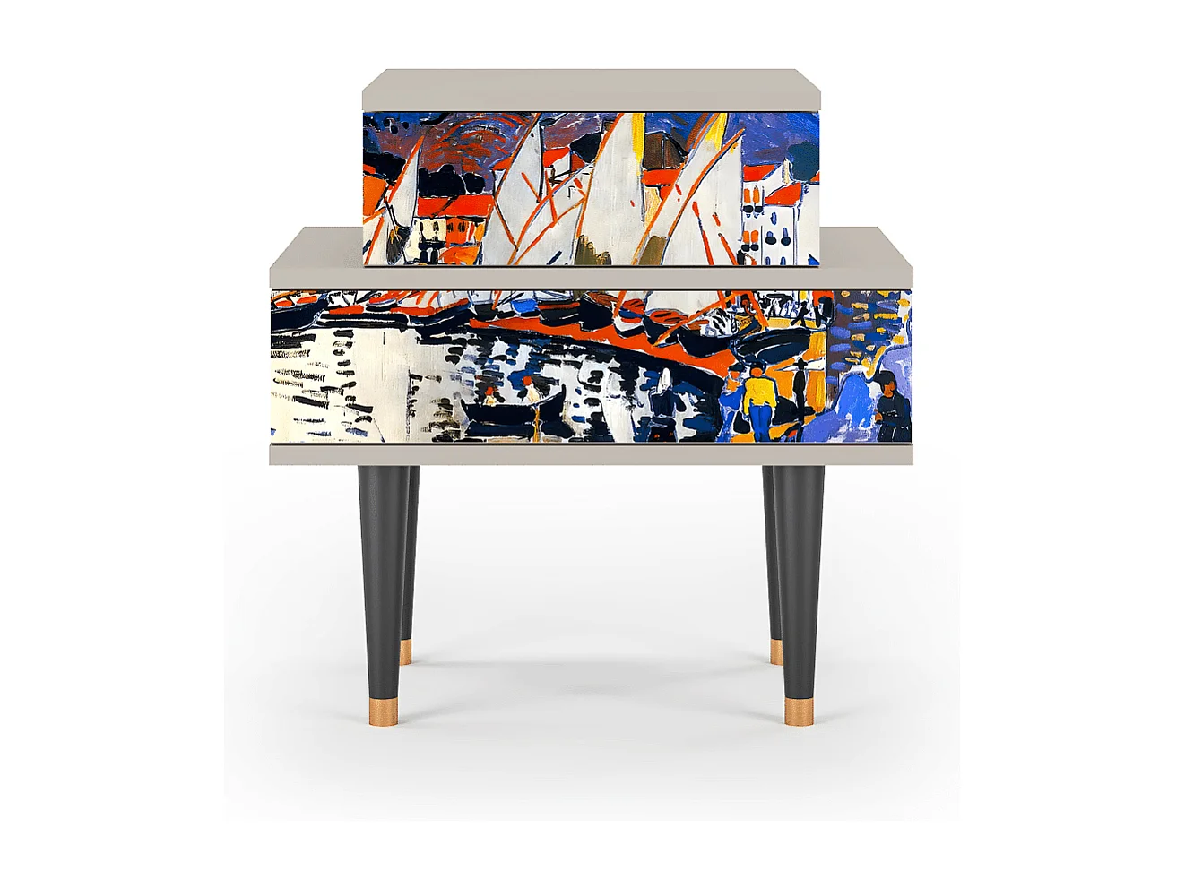 Stolik nocny - 58х58х41 cm - NS1 - Le Séchage des voiles , Piaskowy