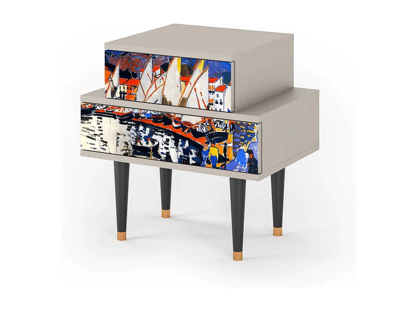 Stolik nocny - 58х58х41 cm - NS1 - Le Séchage des voiles , Piaskowy