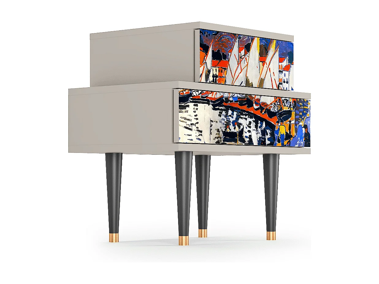 Stolik nocny - 58х58х41 cm - NS1 - Le Séchage des voiles , Piaskowy