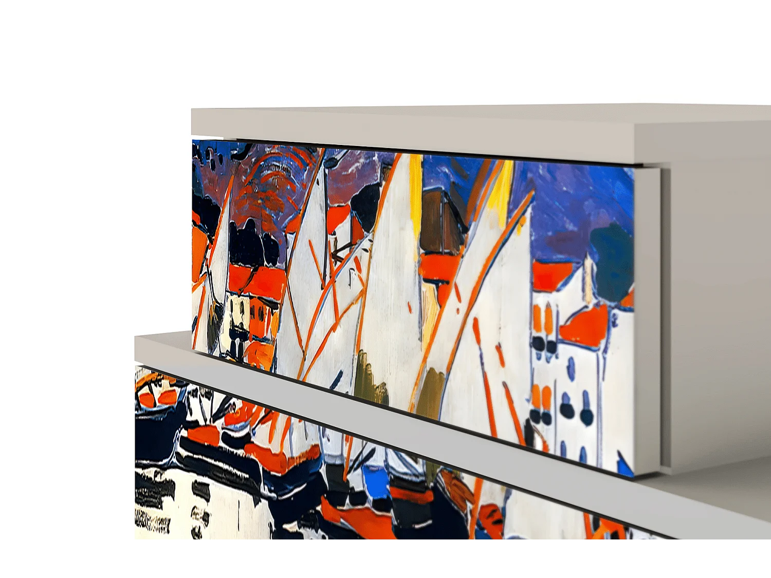 Stolik nocny - 58х58х41 cm - NS1 - Le Séchage des voiles , Piaskowy