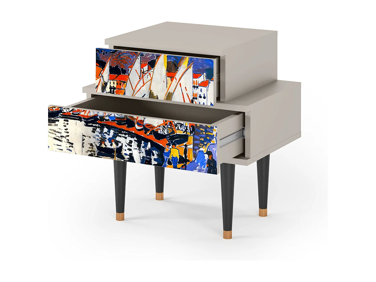 Stolik nocny - 58х58х41 cm - NS1 - Le Séchage des voiles , Piaskowy