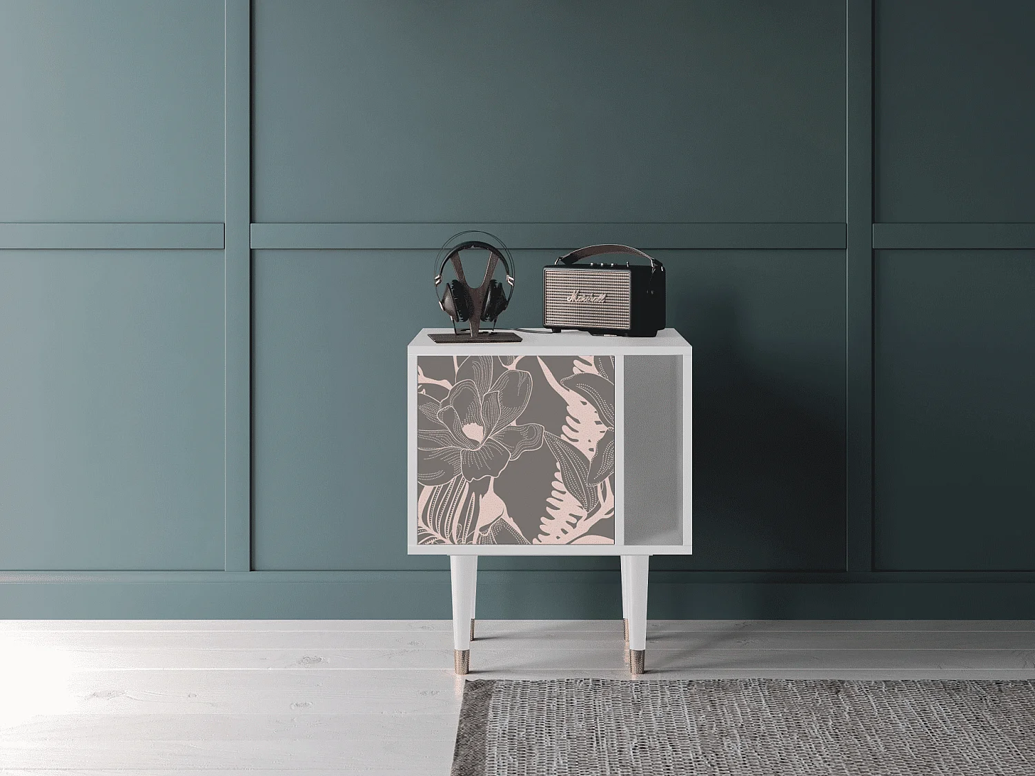 Table de nuit - 57х69х48 cm - S2 - Issabelline Flower, Blanc