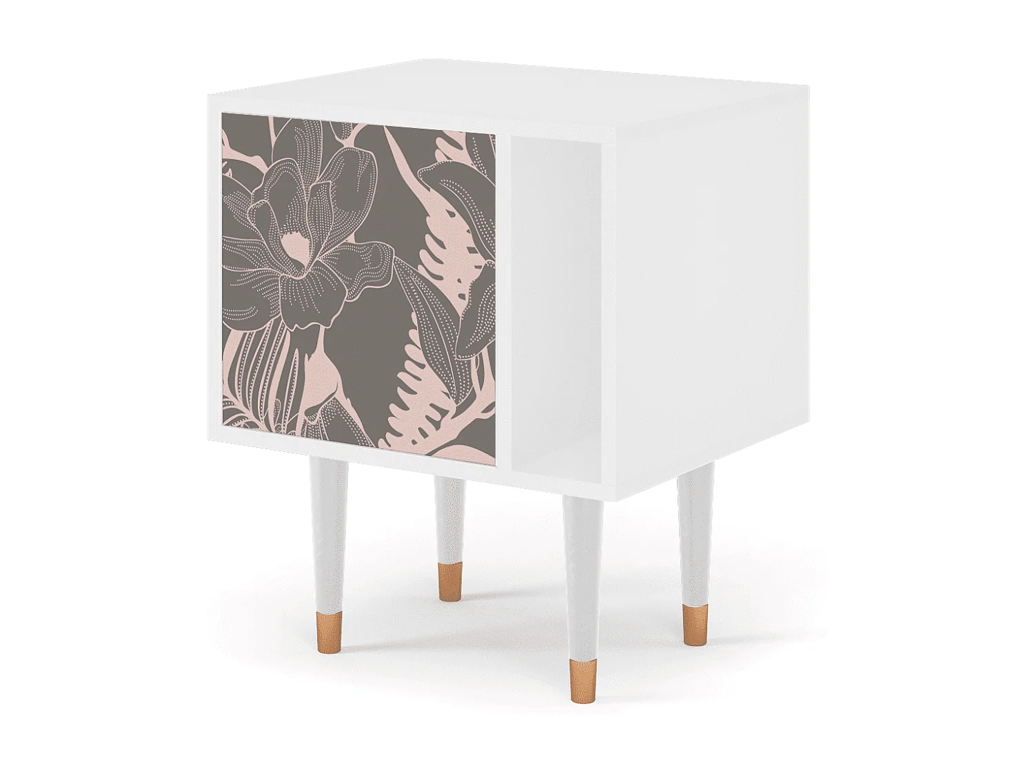 Table de nuit - 57х69х48 cm - S2 - Issabelline Flower, Blanc