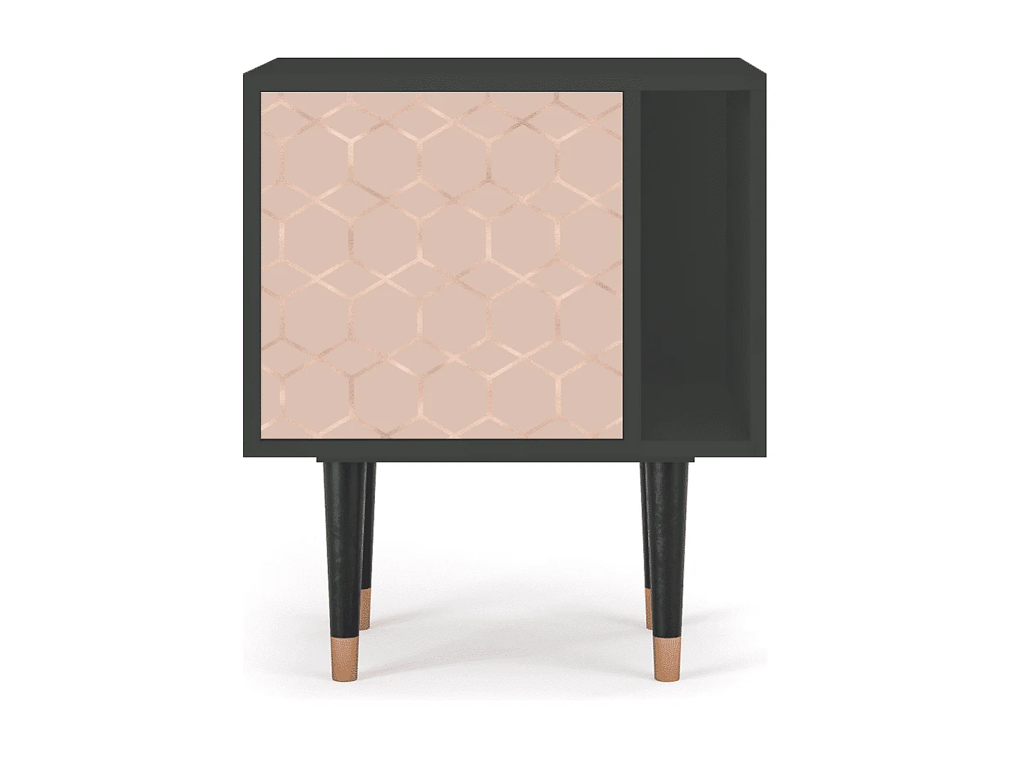 Stolik nocny - 57х69х48 cm - S2 - Rose Honeycomb, Antracyt