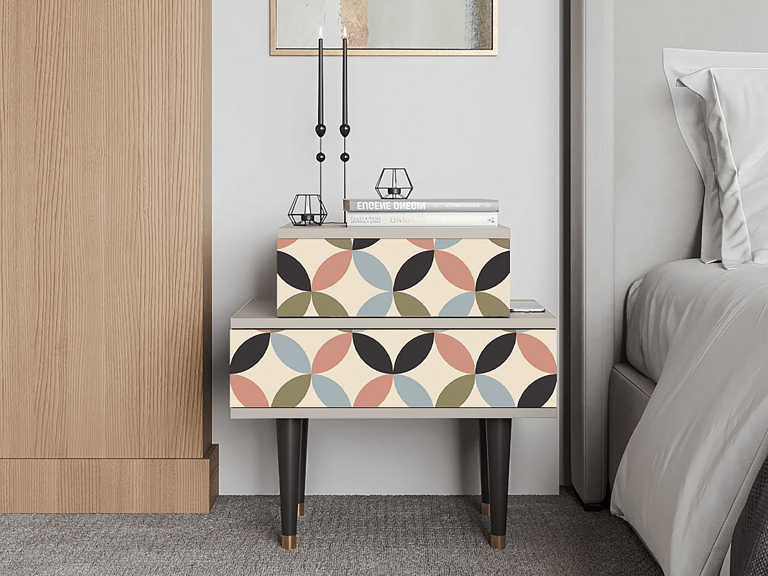 Nachtkastje - 58х58х41 cm - NS1 - Butterfly Effect, Zand