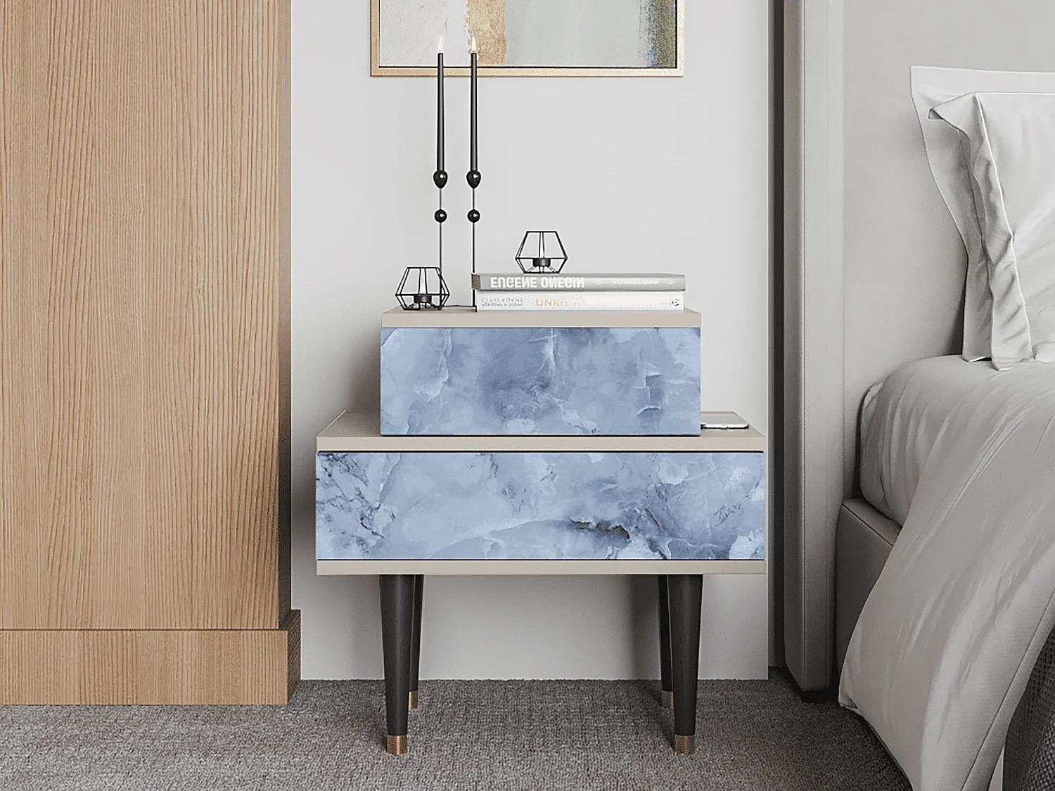 Table de nuit - 58х58х41 cm - NS1 - Feather Ice, Sable