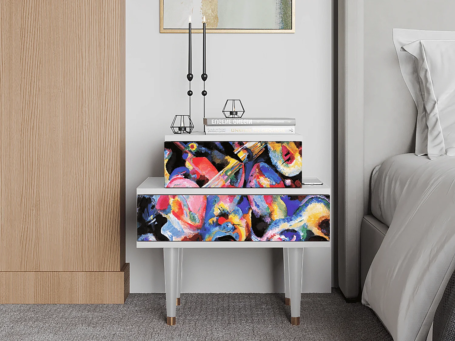 Table de nuit - 58х58х41 cm - NS1 - Kandinsky, Blanc