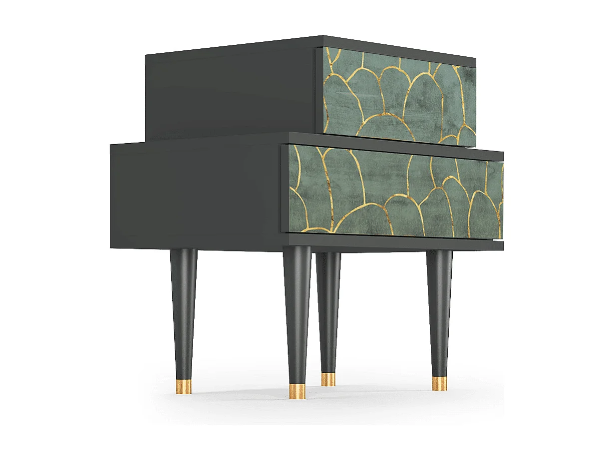 Stolik nocny - 58х58х41 cm - NS1 - Magnificent Water Lily, Antracyt