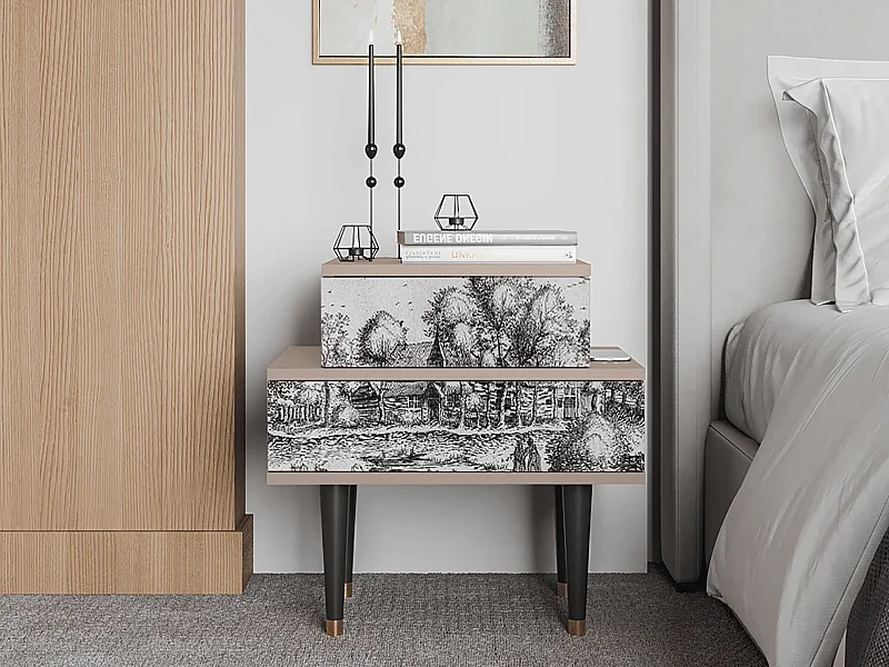 Stolik nocny - 58х58х41 cm - NS1 - A Pond, Latte