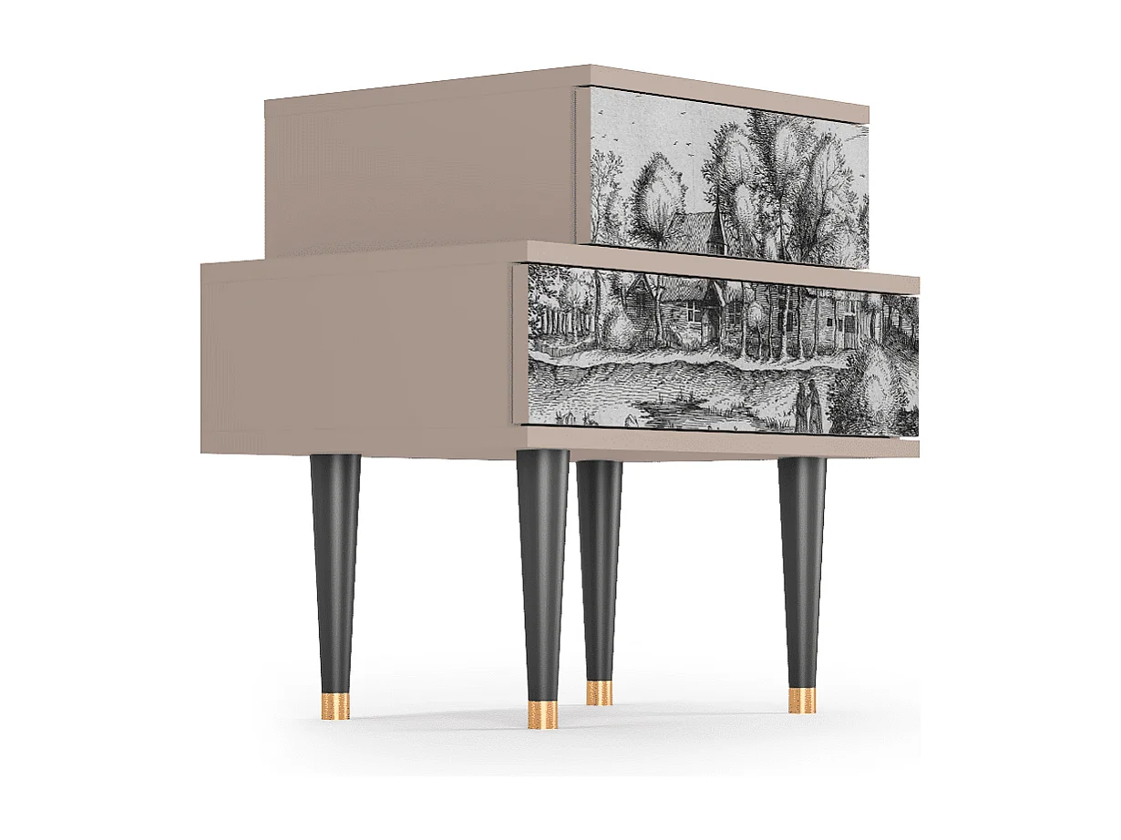 Stolik nocny - 58х58х41 cm - NS1 - A Pond, Latte