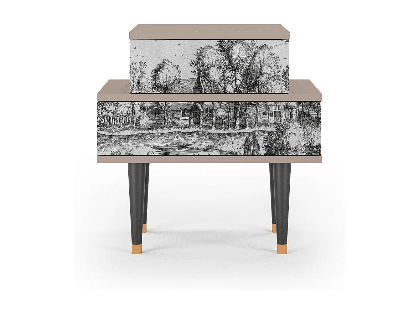 Stolik nocny - 58х58х41 cm - NS1 - A Pond, Latte