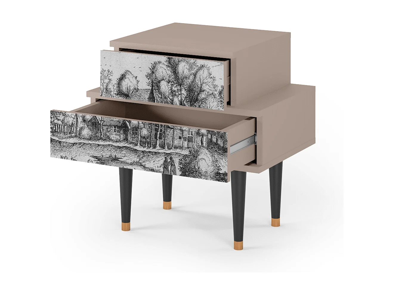 Stolik nocny - 58х58х41 cm - NS1 - A Pond, Latte