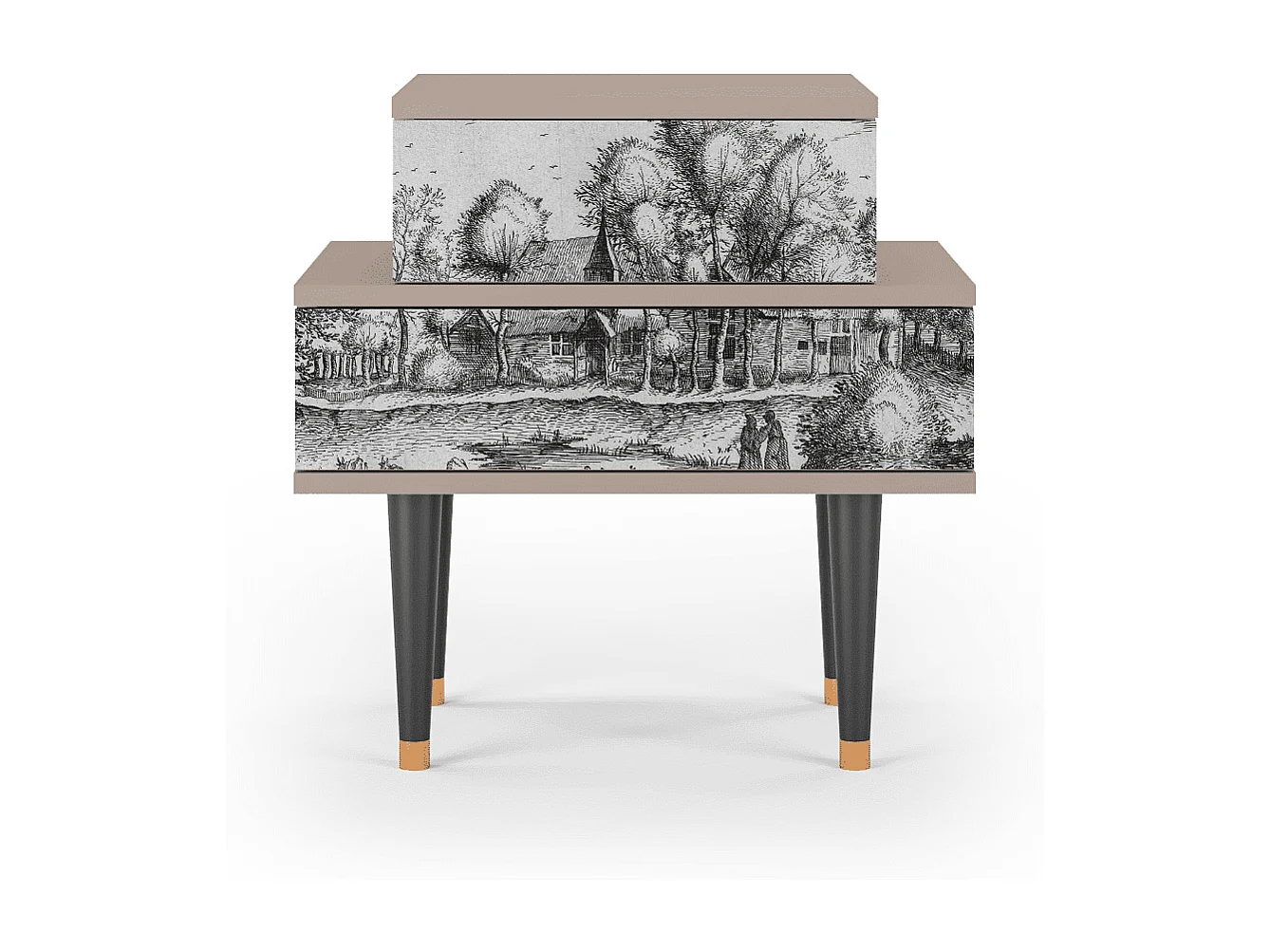 Stolik nocny - 58х58х41 cm - NS1 - A Pond, Latte