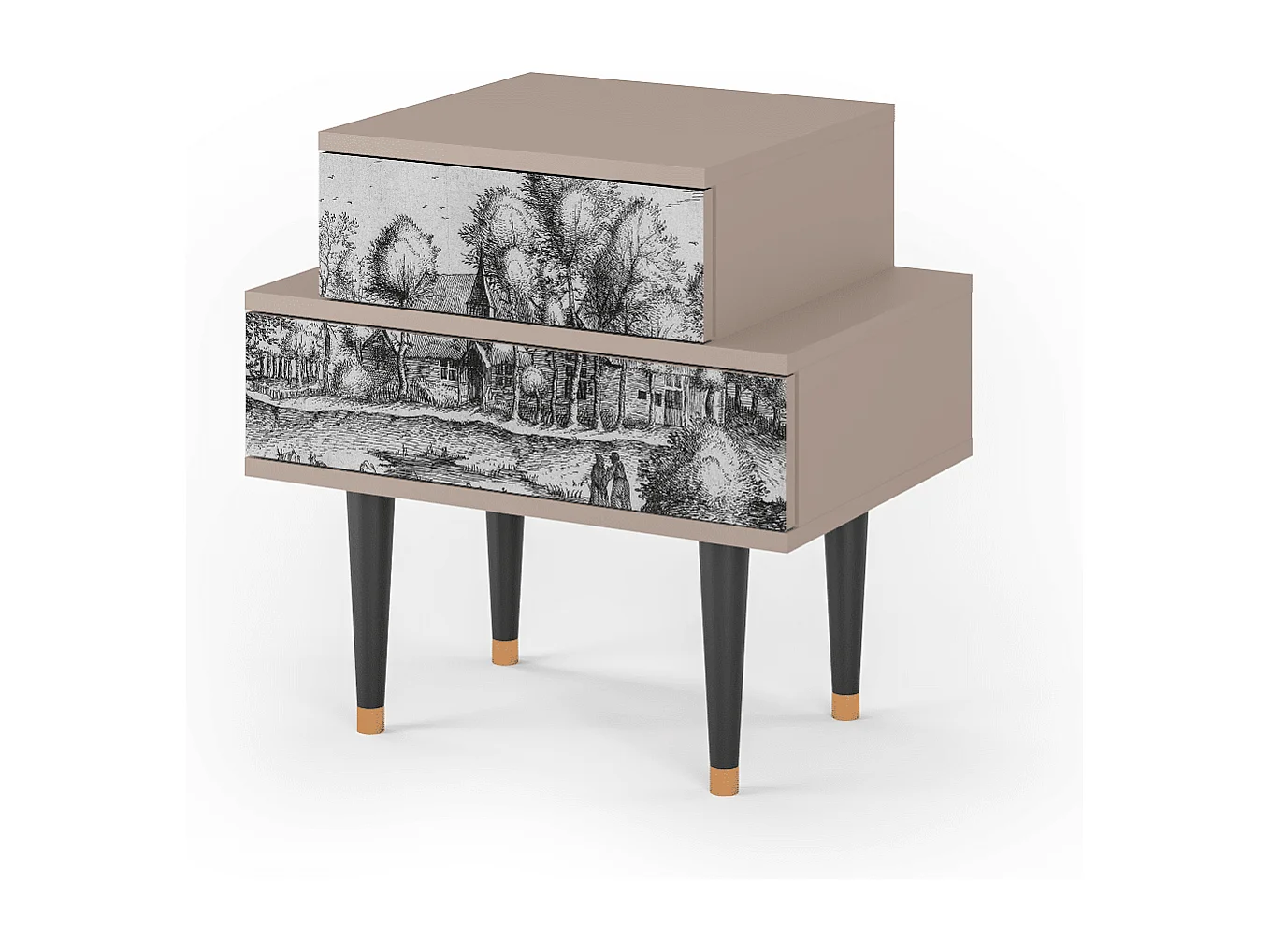 Stolik nocny - 58х58х41 cm - NS1 - A Pond, Latte