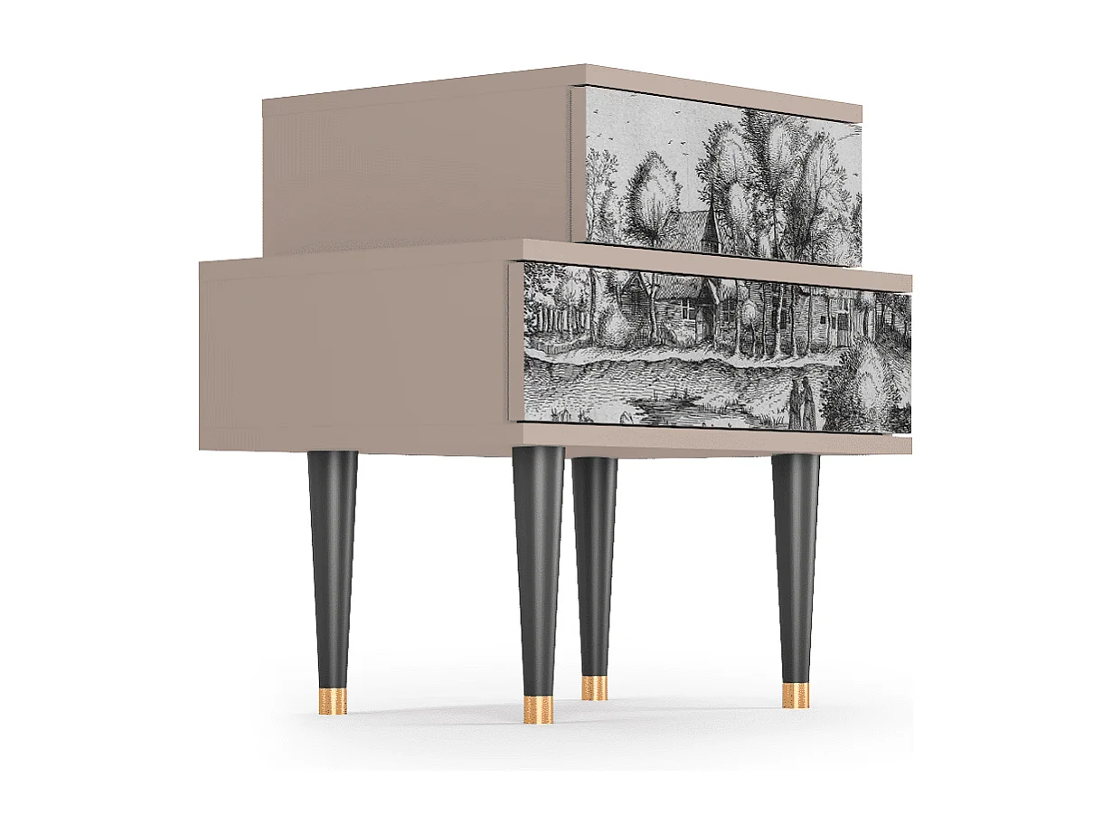 Stolik nocny - 58х58х41 cm - NS1 - A Pond, Latte