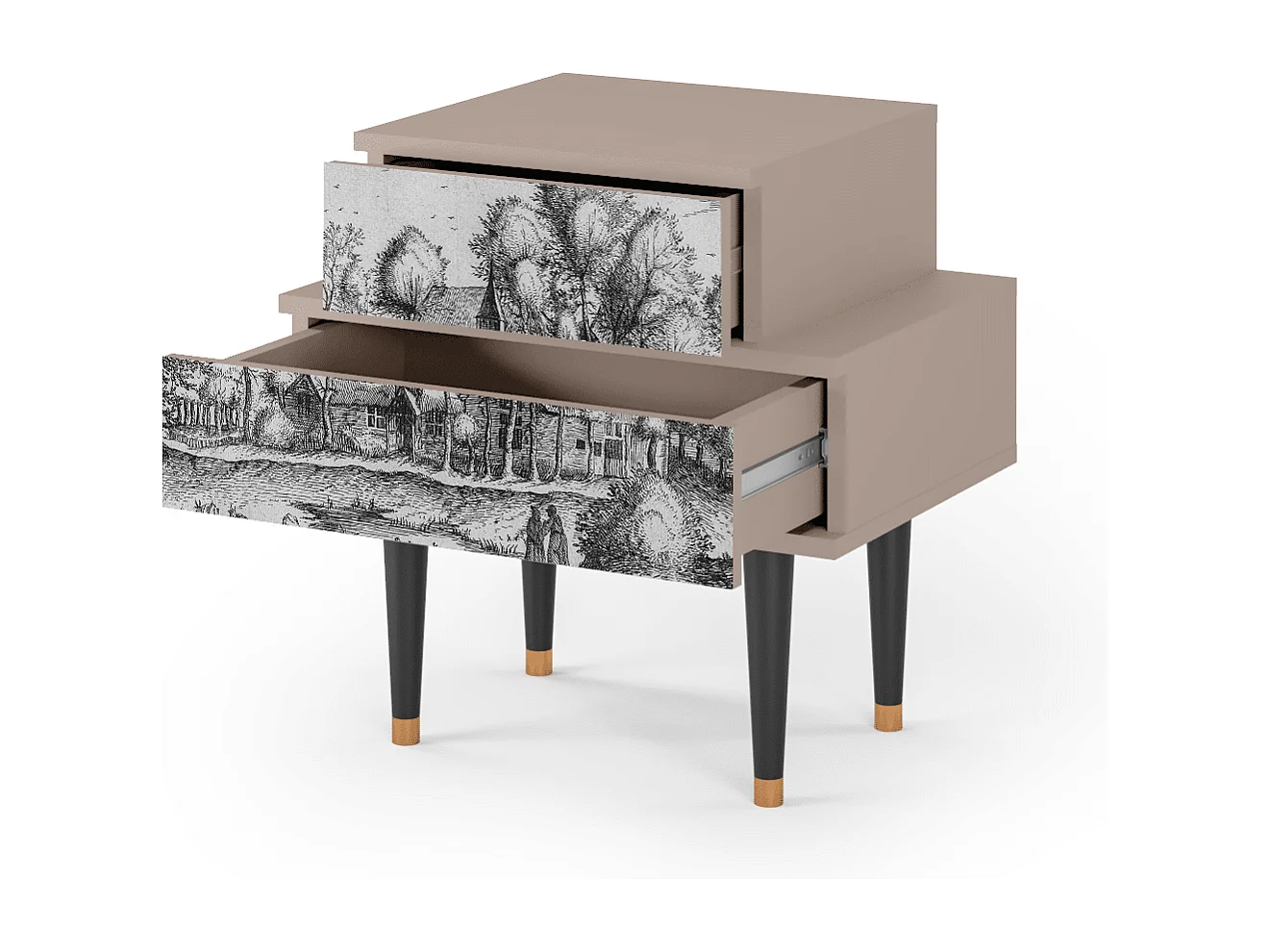 Stolik nocny - 58х58х41 cm - NS1 - A Pond, Latte