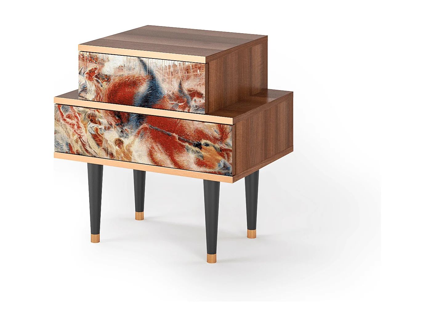 Stolik nocny - 58х58х41 cm - NS1 - The City Rises, Orzech