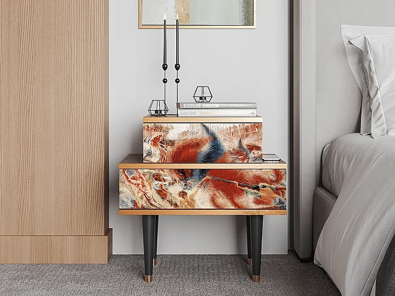 Stolik nocny - 58х58х41 cm - NS1 - The City Rises, Orzech