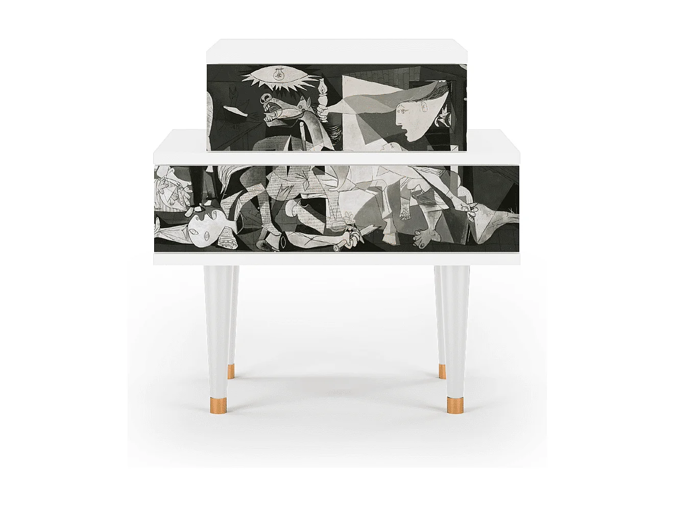 Stolik nocny - 58х58х41 cm - NS1 - Guernica by Picasso, Biały