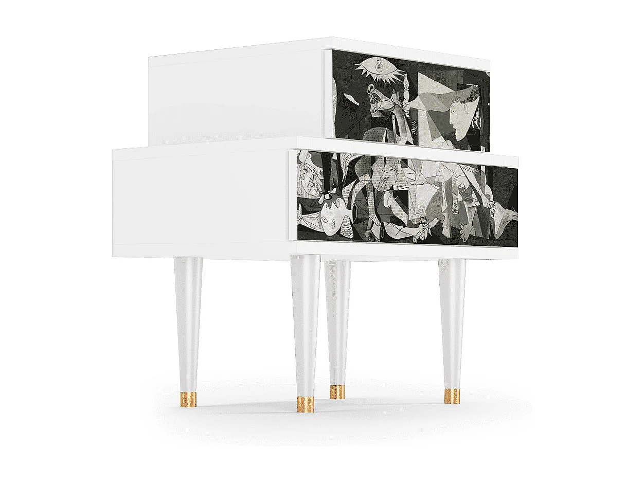 Stolik nocny - 58х58х41 cm - NS1 - Guernica by Picasso, Biały