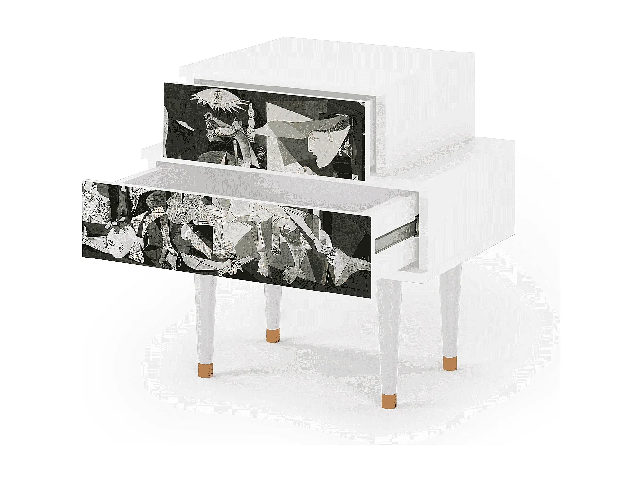 Stolik nocny - 58х58х41 cm - NS1 - Guernica by Picasso, Biały