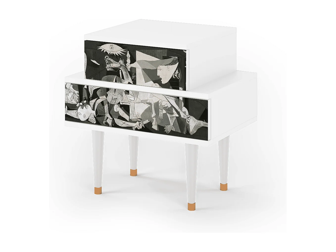 Table de nuit - 58х58х41 cm - NS1 - Guernica by Picasso, Blanc