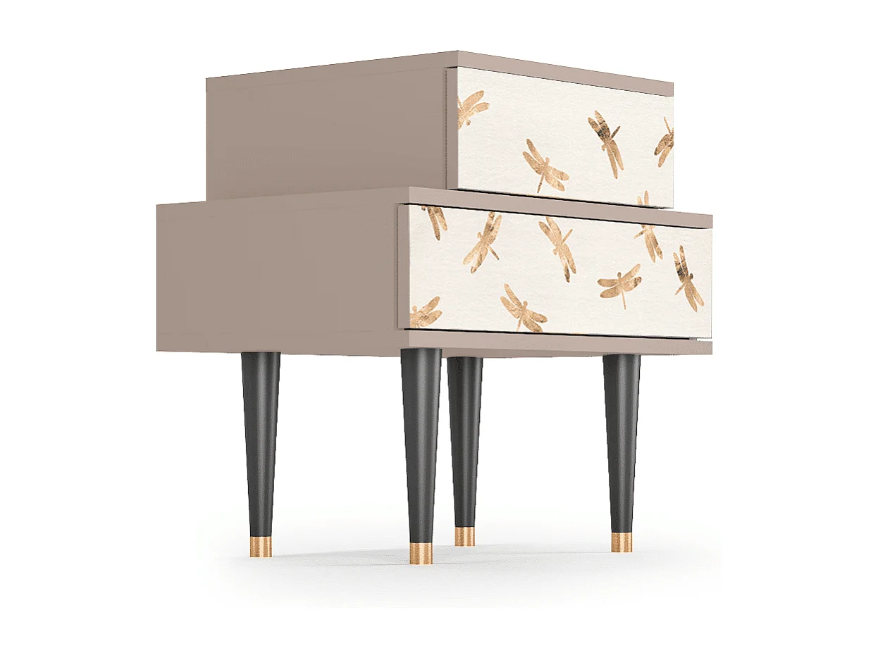 Stolik nocny - 58х58х41 cm - NS1 - Nude Dragonflies, Latte