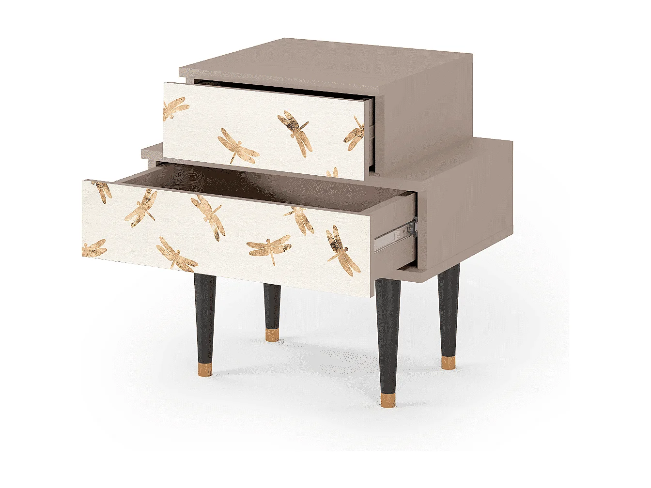 Stolik nocny - 58х58х41 cm - NS1 - Nude Dragonflies, Latte