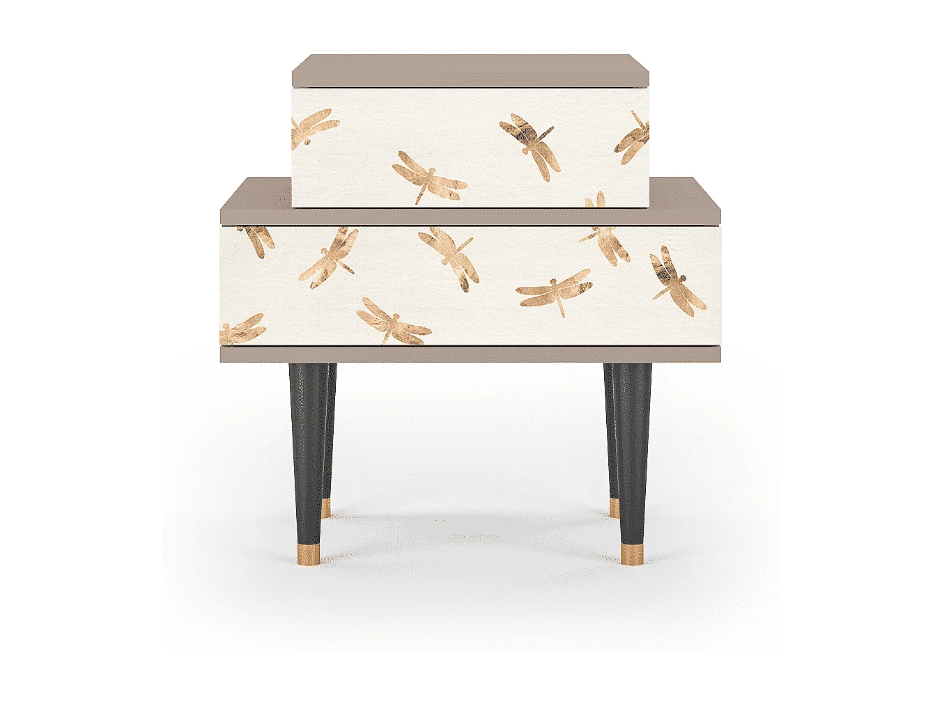 Stolik nocny - 58х58х41 cm - NS1 - Nude Dragonflies, Latte