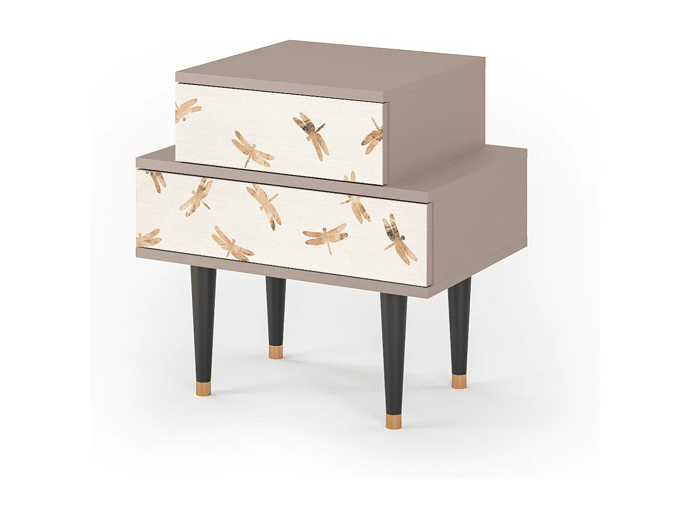 Stolik nocny - 58х58х41 cm - NS1 - Nude Dragonflies, Latte