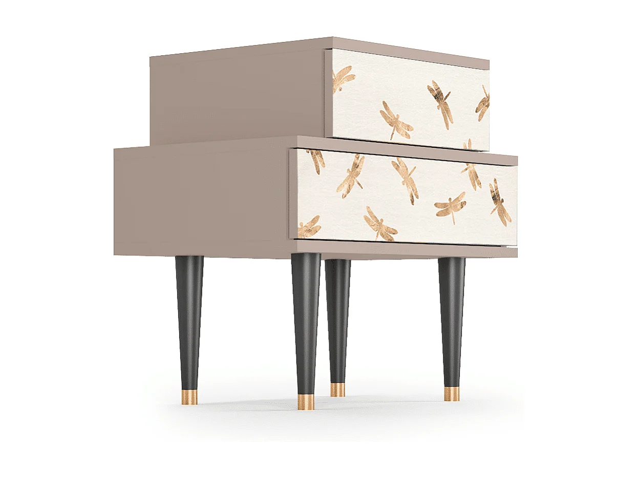 Stolik nocny - 58х58х41 cm - NS1 - Nude Dragonflies, Latte