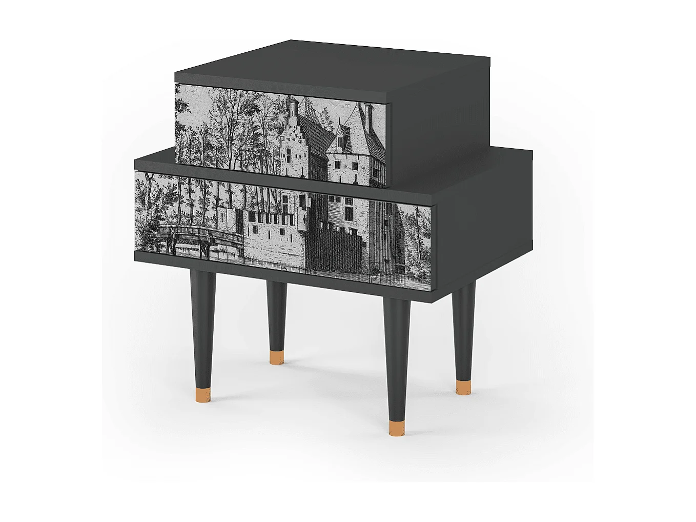 Stolik nocny - 58х58х41 cm - NS1 - Castle by Breugel, Antracyt