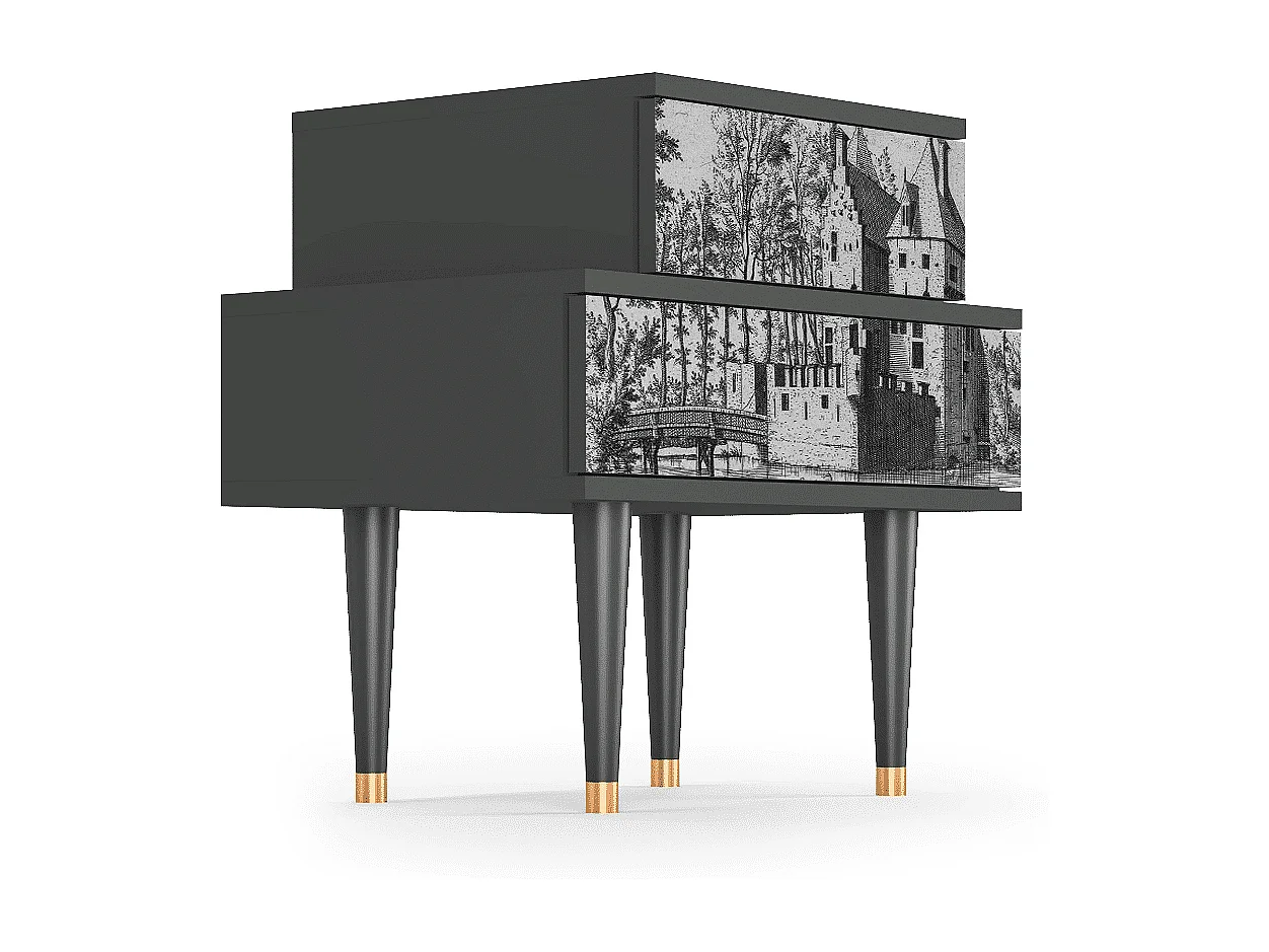 Stolik nocny - 58х58х41 cm - NS1 - Castle by Breugel, Antracyt