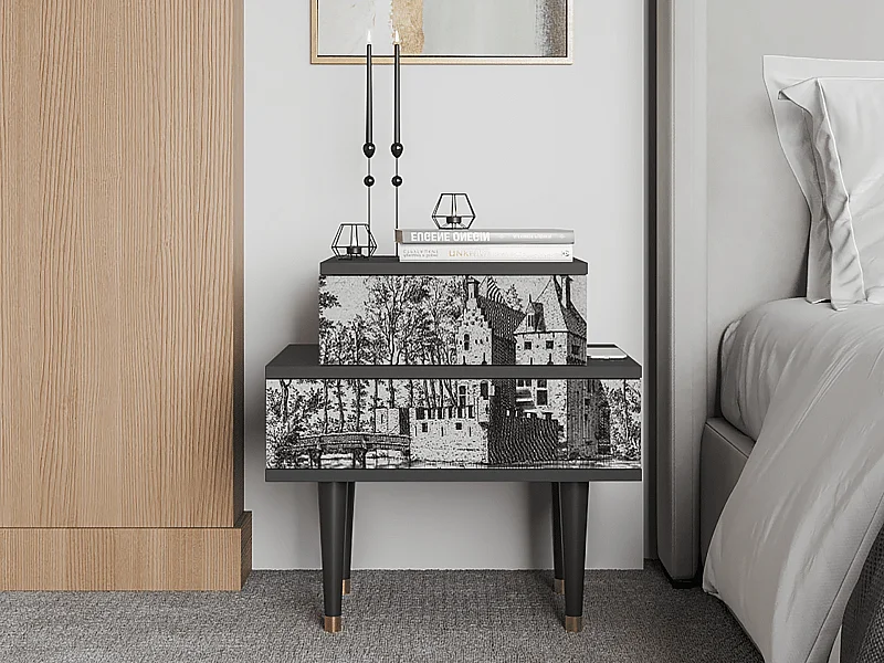 Stolik nocny - 58х58х41 cm - NS1 - Castle by Breugel, Antracyt