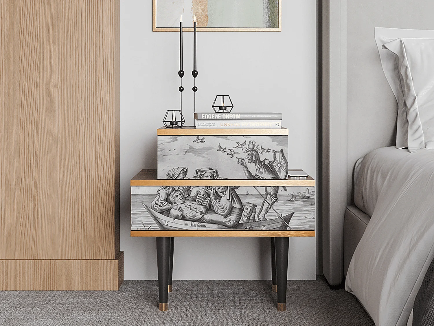 Stolik nocny - 58х58х41 cm - NS1 - Blau Schuyte, Orzech