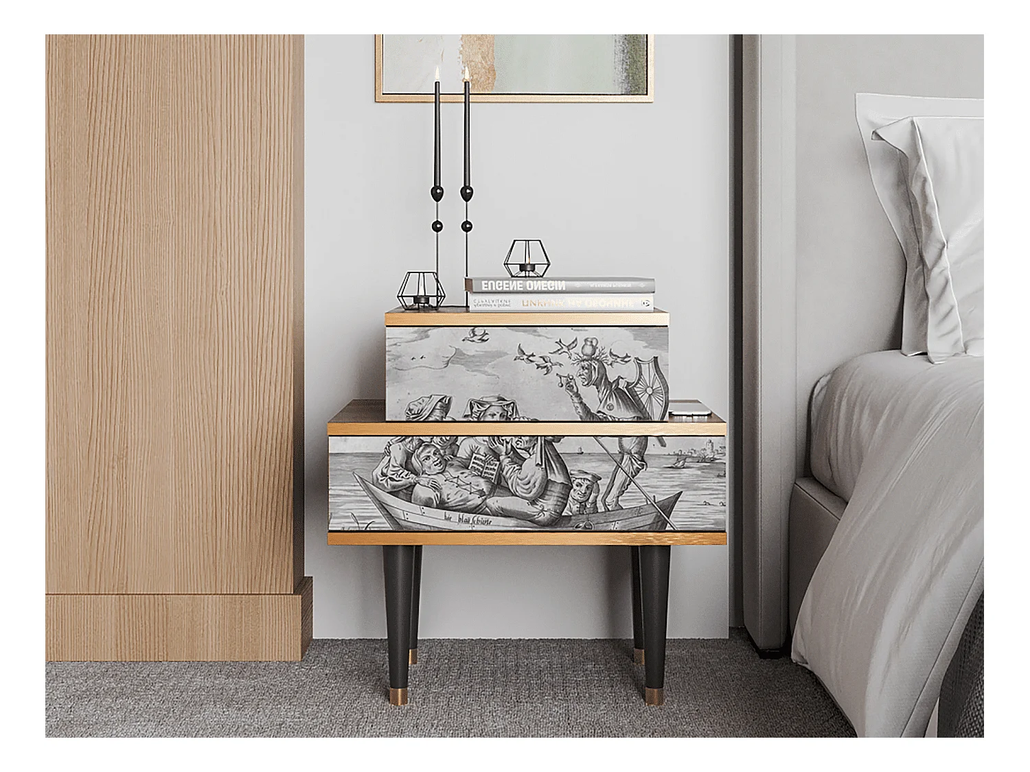 Table de nuit - 58х58х41 cm - NS1 - Blau Schuyte, Noyer