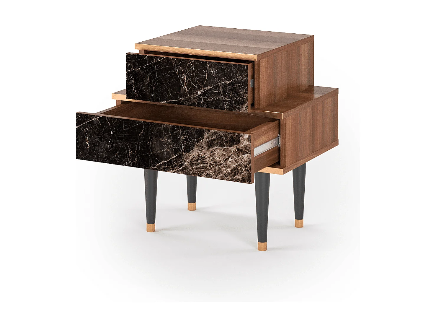 Stolik nocny - 58х58х41 cm - NS1 - Night Abyss, Orzech