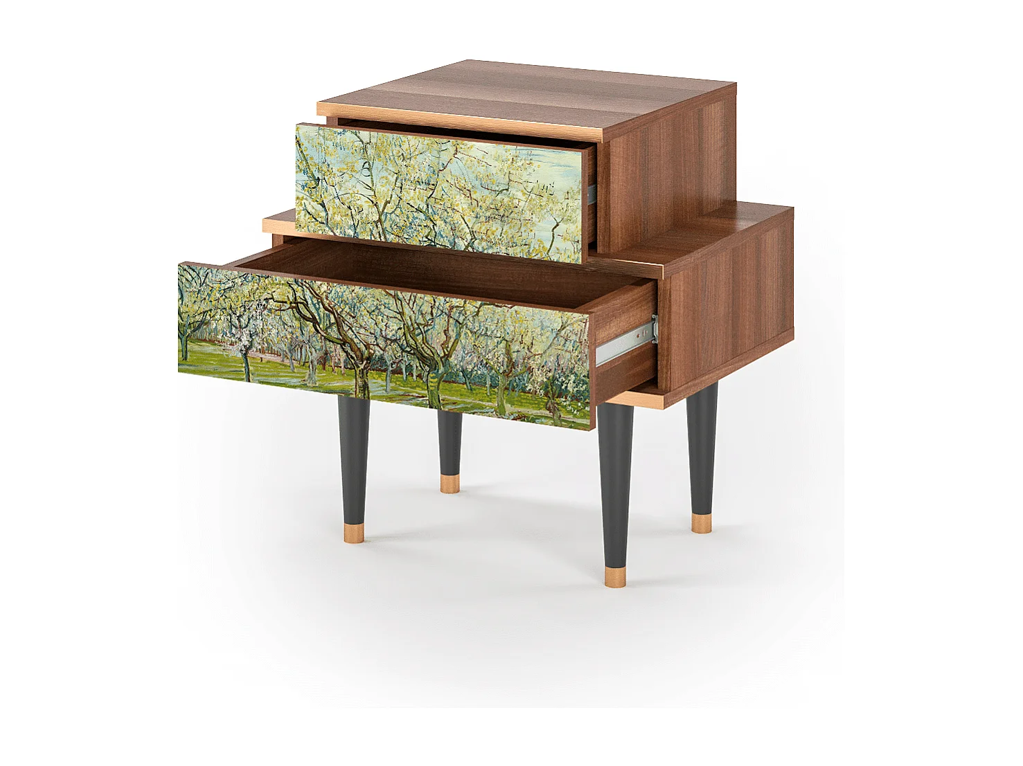 Criado-mudo - 58х58х41 cm - NS1 - The Branco Orchard, Nogueira