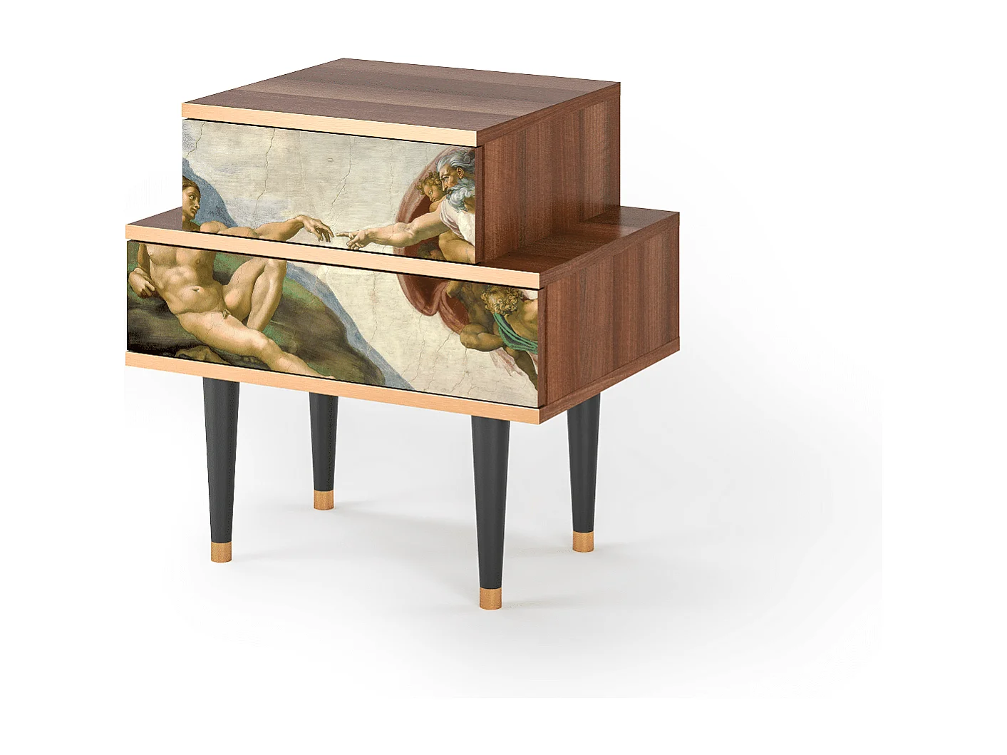 Stolik nocny - 58х58х41 cm - NS1 - The Creation of Adam, Orzech