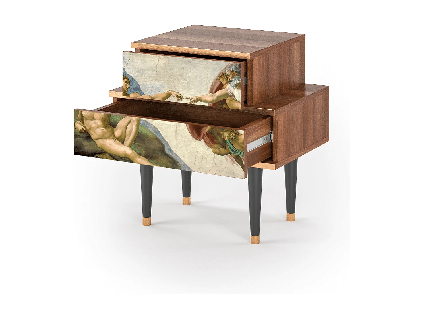 Stolik nocny - 58х58х41 cm - NS1 - The Creation of Adam, Orzech