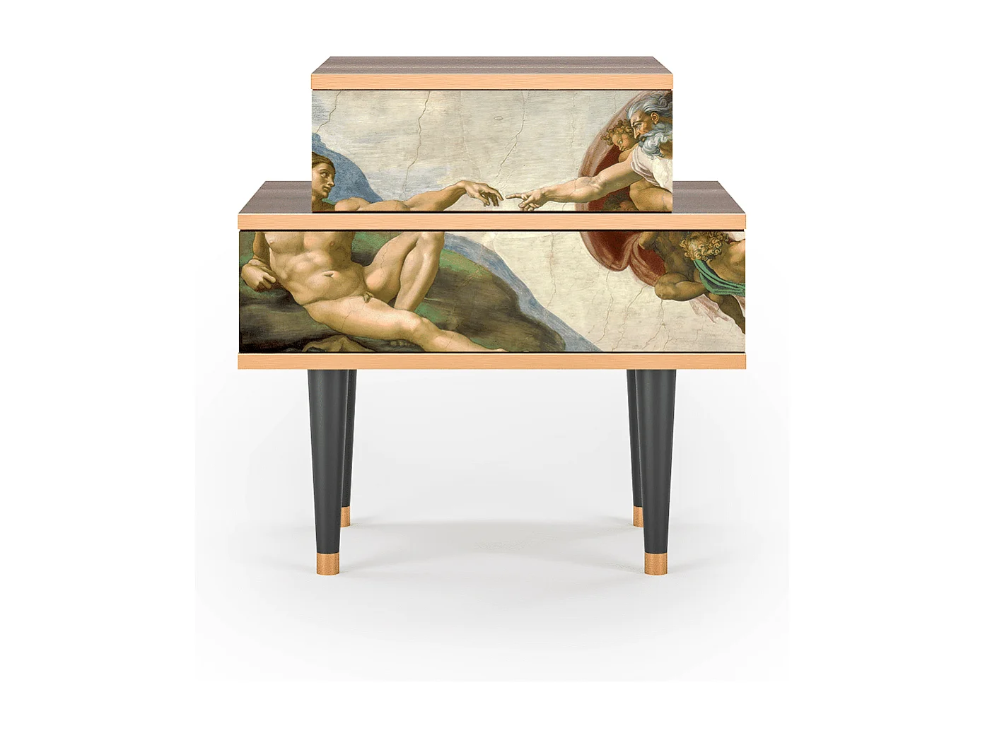 Stolik nocny - 58х58х41 cm - NS1 - The Creation of Adam, Orzech