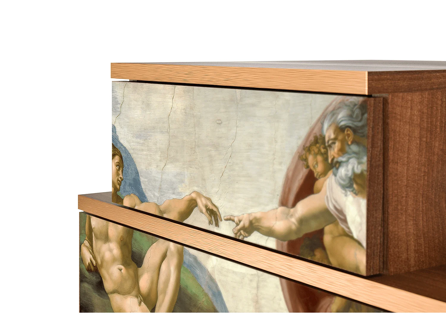 Stolik nocny - 58х58х41 cm - NS1 - The Creation of Adam, Orzech