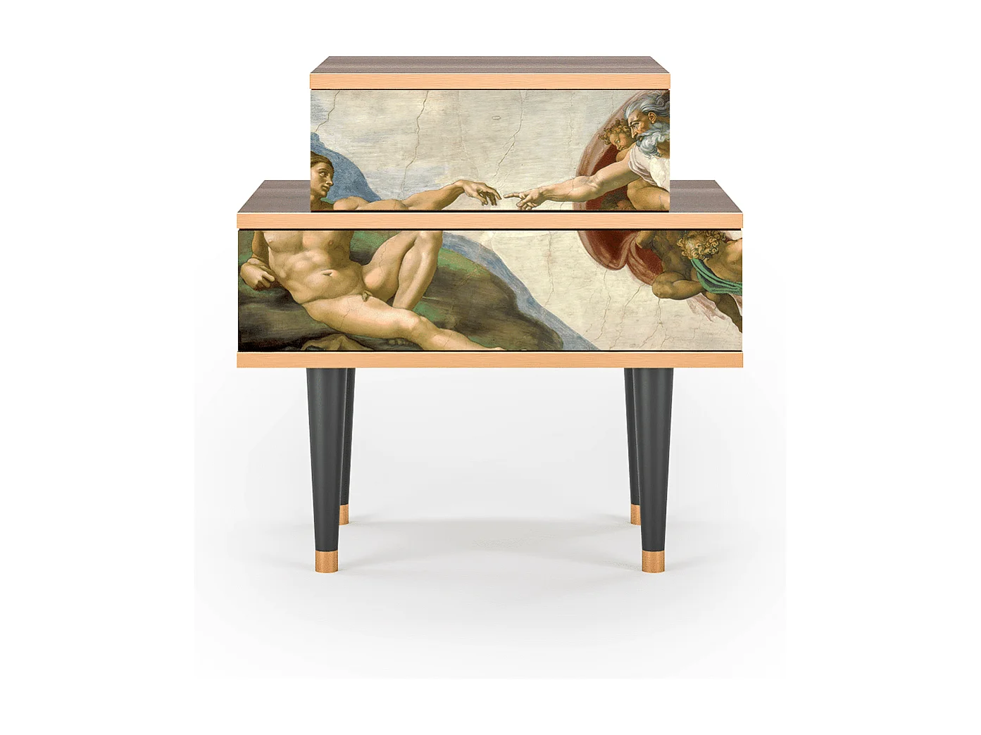 Stolik nocny - 58х58х41 cm - NS1 - The Creation of Adam, Orzech