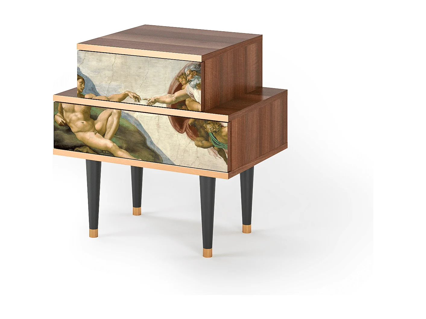 Stolik nocny - 58х58х41 cm - NS1 - The Creation of Adam, Orzech