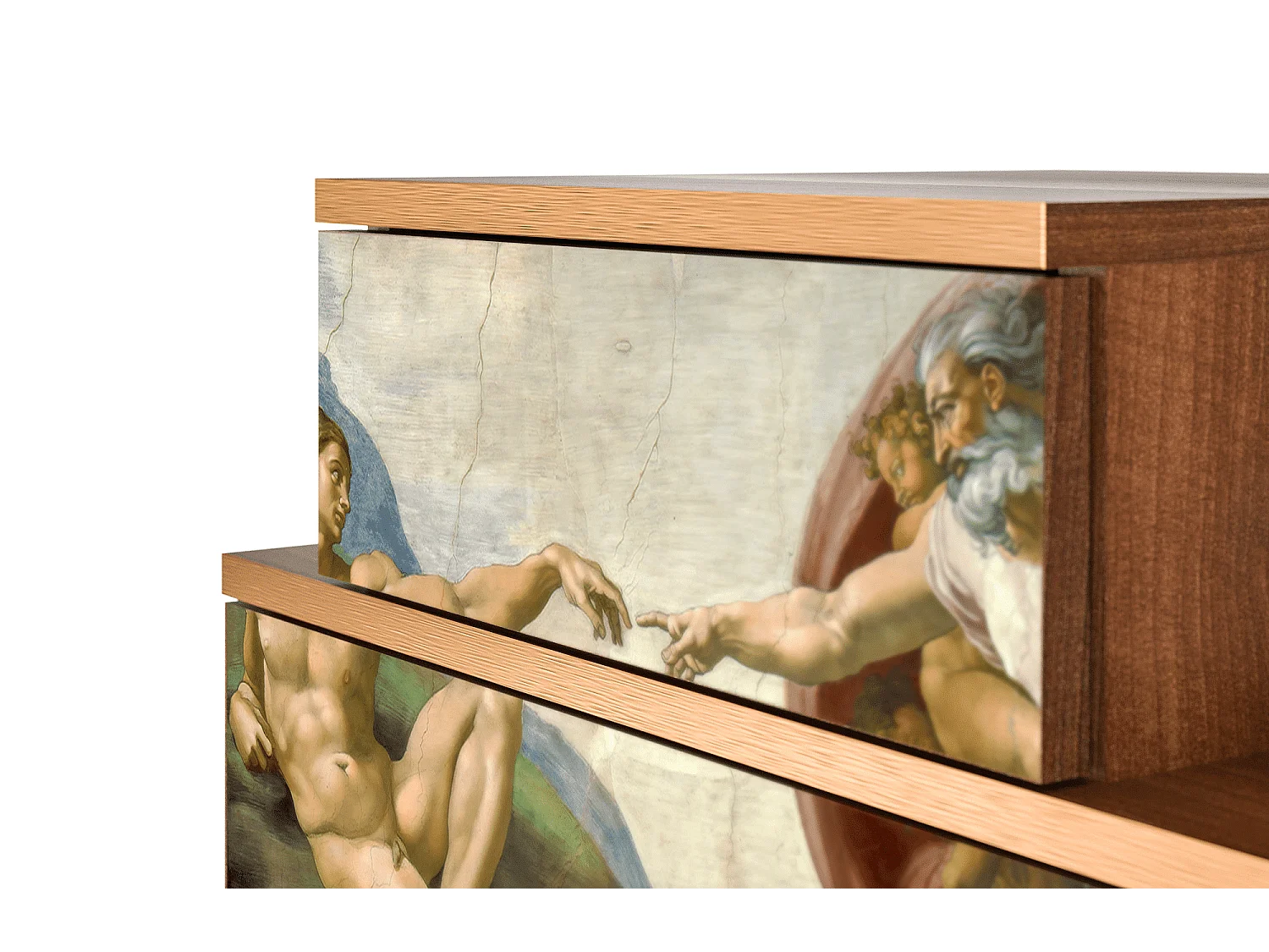 Stolik nocny - 58х58х41 cm - NS1 - The Creation of Adam, Orzech