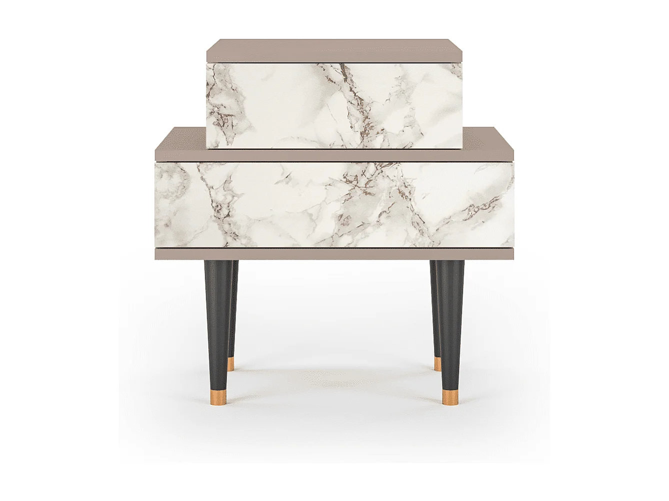 Stolik nocny - 58х58х41 cm - NS1 - Milk Marble, Latte