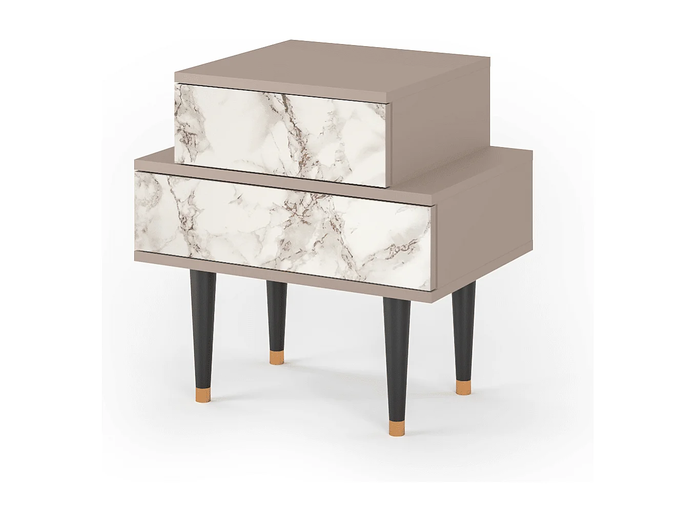 Stolik nocny - 58х58х41 cm - NS1 - Milk Marble, Latte