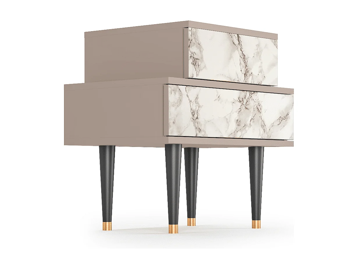 Stolik nocny - 58х58х41 cm - NS1 - Milk Marble, Latte