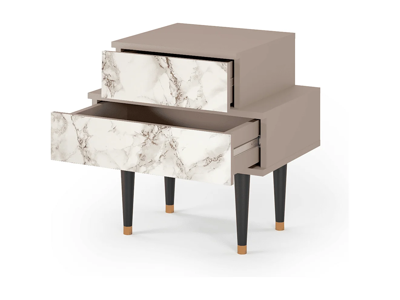 Stolik nocny - 58х58х41 cm - NS1 - Milk Marble, Latte