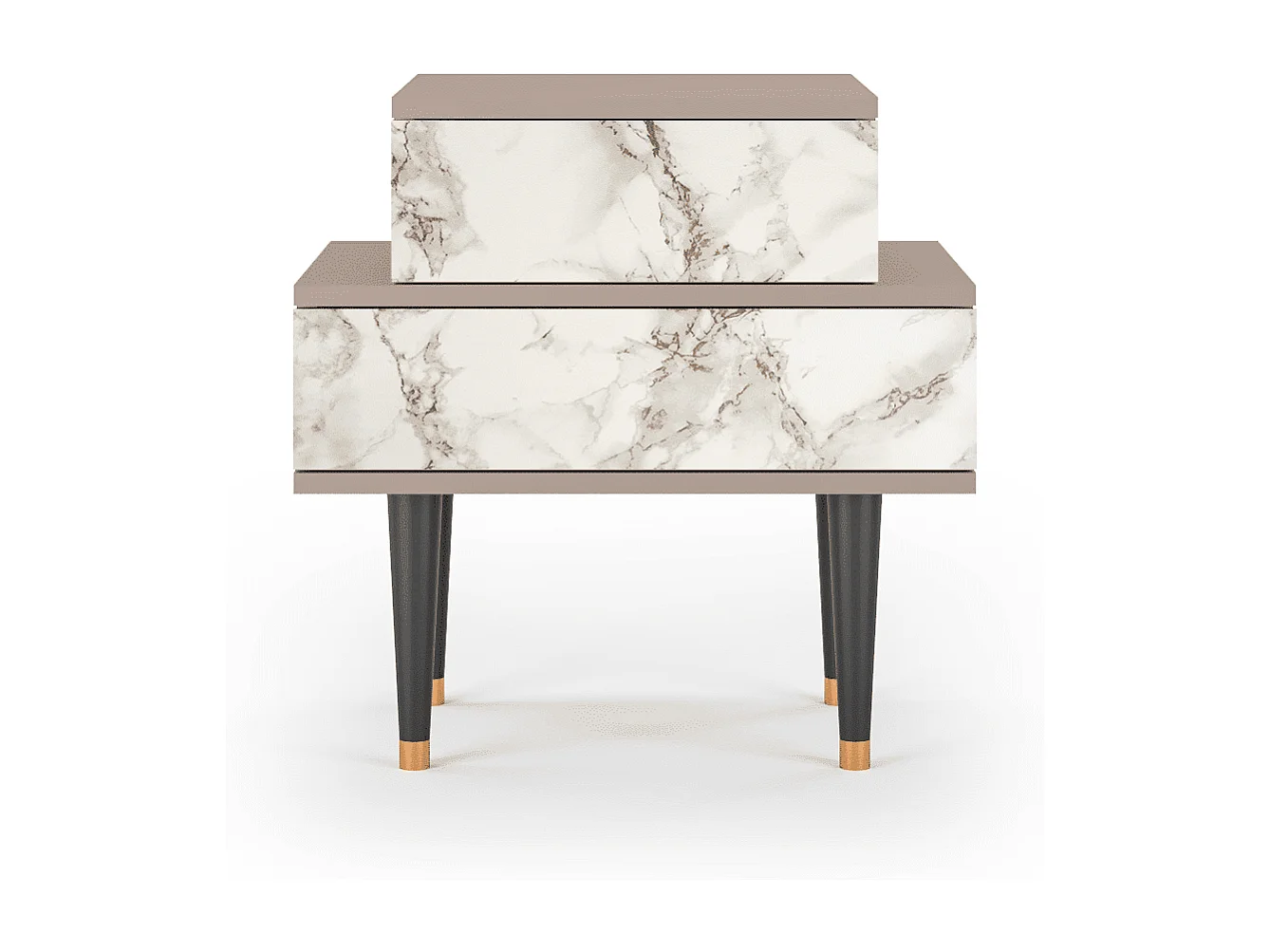 Stolik nocny - 58х58х41 cm - NS1 - Milk Marble, Latte